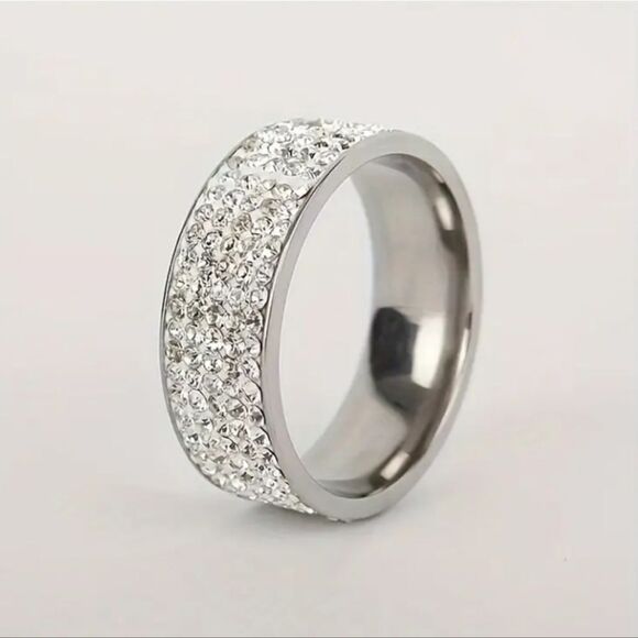 Diamond unisex wedding band ring - Picture 4 of 10